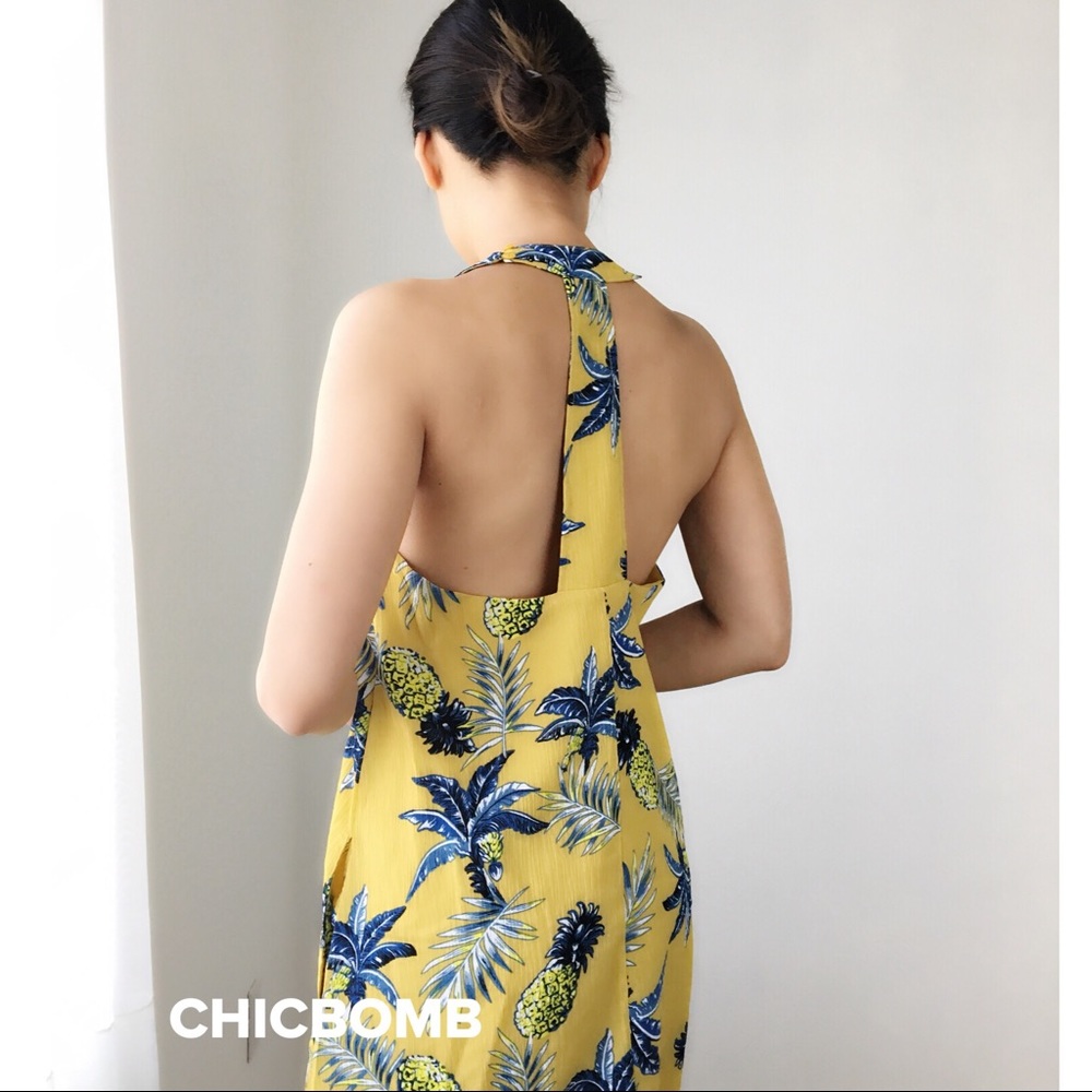 LAST 1 SUMMER RESORT PINEAPPLES Halter Mini Dress - Picture 3 of 5